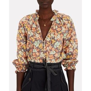 Veronica Beard Antoinette Floral Cotton Blouse